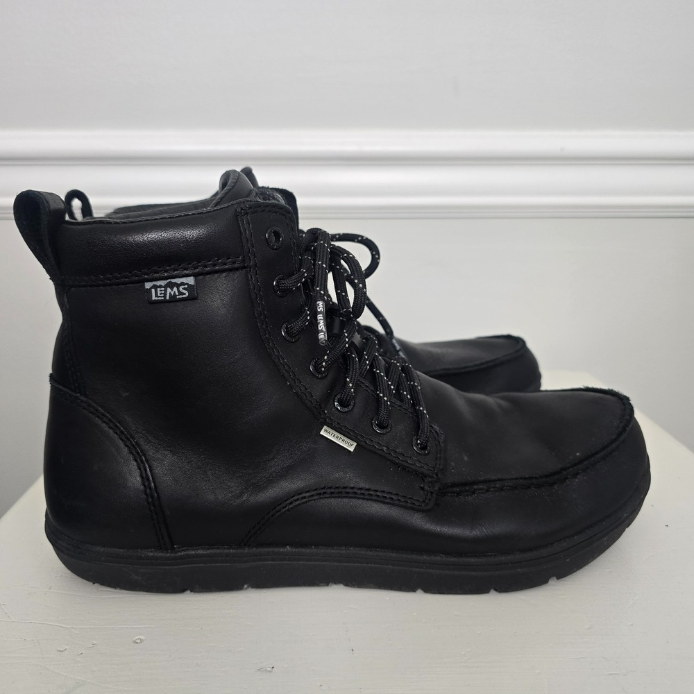 Lems Men Waterproof Boulder Boot Size 13 Black Hiking Outdoor Utility Minimalist